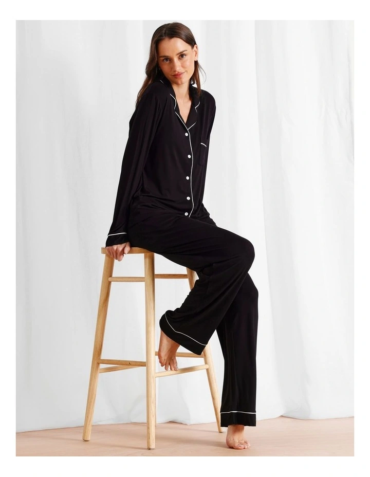 Chloe & Lola Pure Comfort Long PJ Set in Black